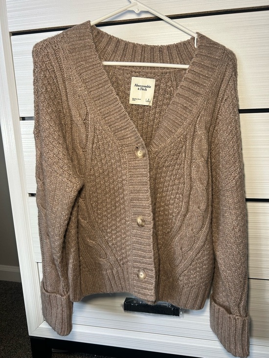 Abercrombie & Fitch Sweaters - Abercrombie & Fitch Women's Taupe Cable Button-Front Cardigan